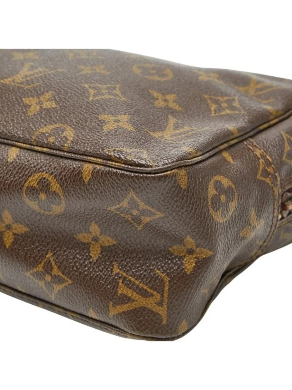Louis Vuitton Monogram Trousse Toilet 28 Clutch Brown Leather